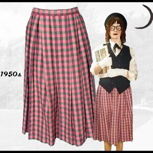 Pleated Skirt Plaid Preppy Girl Plaid Old Money Core Academia - 50s VINTAGE